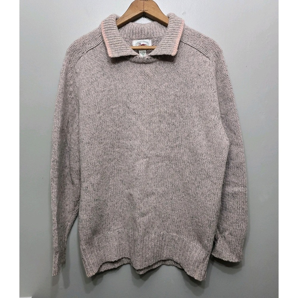 Marsh Landing Thick Cozy Knitted Preppy Collar Sweater Women's Medium Wool Blend